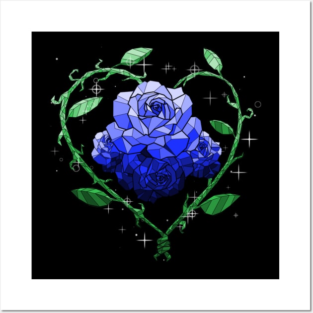 Blue Crystal Flower Wall Art by Saira Crystaline